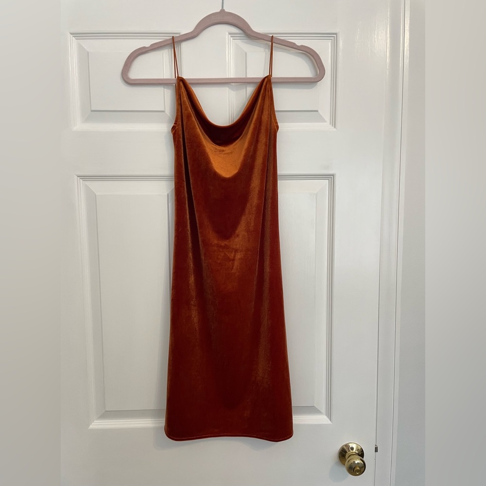 Velvet low back Cowl Neck Mini Slip Dress